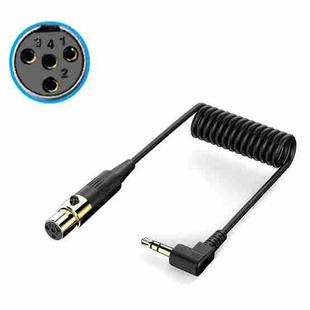 Mini 4 Pin XLR Female to 3.5mm TRS PC Camera Microphone Coiled Stereo Audio Adapter Cable, Length: 0.5m(Black)