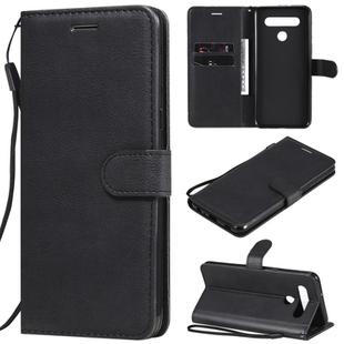 For LG K41S / K51S Solid Color Horizontal Flip Protective Leather Case with Holder & Card Slots & Wallet & Photo Frame & Lanyard(Black)