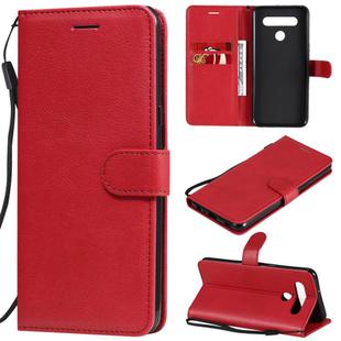 For LG K41S / K51S Solid Color Horizontal Flip Protective Leather Case with Holder & Card Slots & Wallet & Photo Frame & Lanyard(Red)