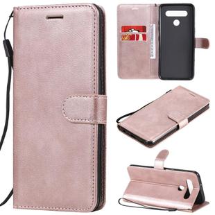 For LG K41S / K51S Solid Color Horizontal Flip Protective Leather Case with Holder & Card Slots & Wallet & Photo Frame & Lanyard(Rose Gold)