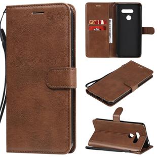 For LG K50S Solid Color Horizontal Flip Protective Leather Case with Holder & Card Slots & Wallet & Photo Frame & Lanyard(Brown)