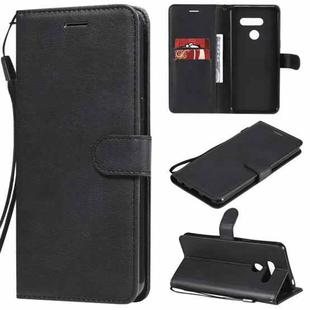 For LG K50S Solid Color Horizontal Flip Protective Leather Case with Holder & Card Slots & Wallet & Photo Frame & Lanyard(Black)