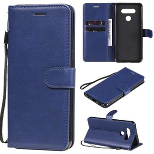 For LG K51 Solid Color Horizontal Flip Protective Leather Case with Holder & Card Slots & Wallet & Photo Frame & Lanyard(Blue)