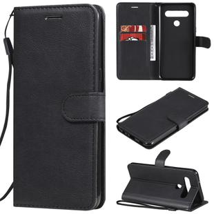 For LG K61 Solid Color Horizontal Flip Protective Leather Case with Holder & Card Slots & Wallet & Photo Frame & Lanyard(Black)