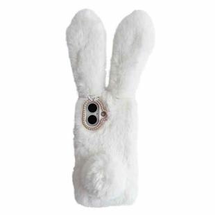 For iPhone 16 Plus Cute Plush Rabbit TPU Phone Case(White)