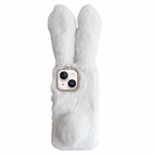 For iPhone 14 Plus Cute Plush Rabbit TPU Phone Case(White)