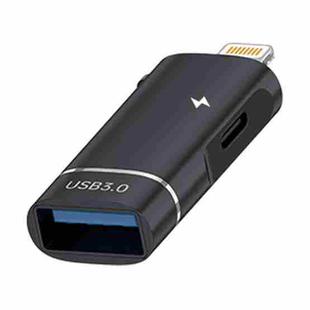 2 in 1 8 Pin to USB and Type-C Charging OTG Adapter(Black)