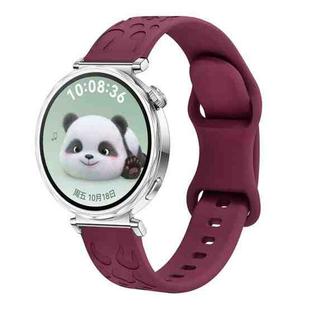 For Huawei Watch GT 5 41mm Leopard Embossed Silicone Watch Band(Wine Red)