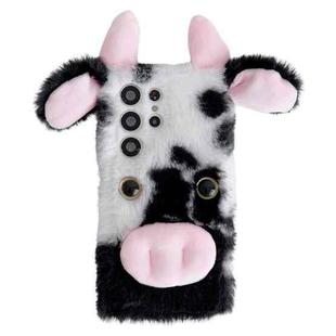 For Samsung Galaxy S25 Ultra 5G Cute Plush Cow TPU Phone Case(Black)
