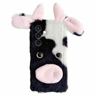 For Samsung Galaxy S24 FE 5G Cute Plush Cow TPU Phone Case(Black)