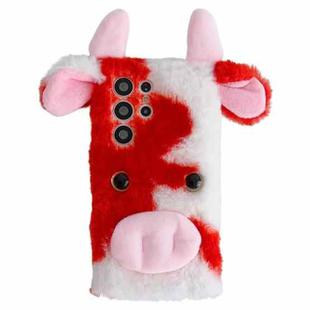 For Samsung Galaxy S24 Ultra 5G Cute Plush Cow TPU Phone Case(Red)