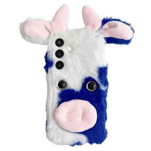 For Samsung Galaxy S24 5G Cute Plush Cow TPU Phone Case(Blue)