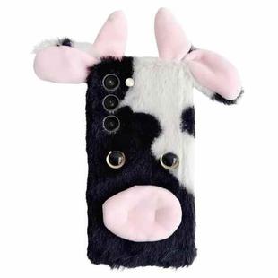 For Samsung Galaxy S23 5G Cute Plush Cow TPU Phone Case(Black)