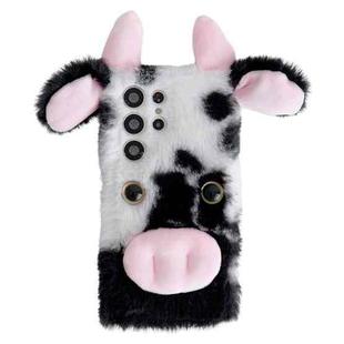 For Samsung Galaxy S21 Ultra 5G Cute Plush Cow TPU Phone Case(Black)