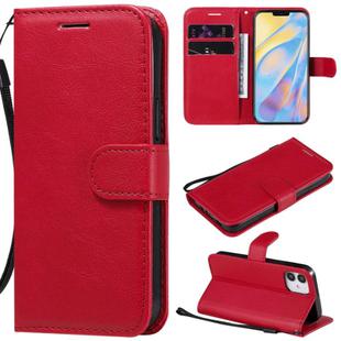 For iPhone 12 mini Solid Color Horizontal Flip Protective Leather Case with Holder & Card Slots & Wallet & Photo Frame & Lanyard(Red)