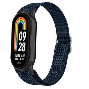 For Xiaomi Smart Band 9 / 8 Plastic Plug Wave Elastic Nylon Watch Band(Midnight Blue)