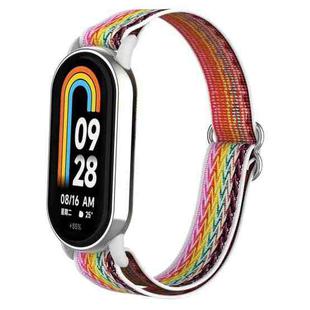 For Xiaomi Smart Band 9 / 8 Plastic Plug Wave Elastic Nylon Watch Band(Colorful)