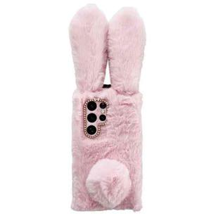 For Samsung Galaxy S25 Ultra 5G Cute Plush Rabbit TPU Phone Case(Pink)