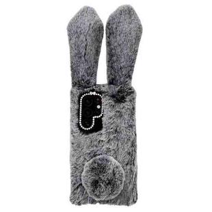 For Samsung Galaxy S25 Ultra 5G Cute Plush Rabbit TPU Phone Case(Dark Grey)
