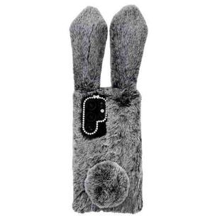 For Samsung Galaxy S24 Ultra 5G Cute Plush Rabbit TPU Phone Case(Dark Grey)