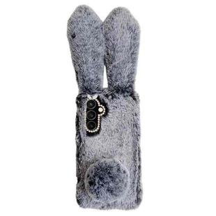 For Samsung Galaxy S24 5G Cute Plush Rabbit TPU Phone Case(Dark Grey)