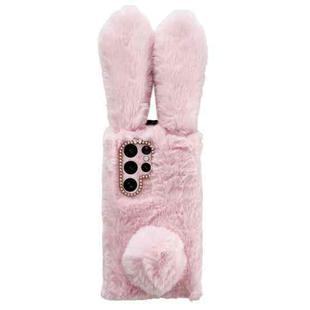 For Samsung Galaxy S23 Ultra 5G Cute Plush Rabbit TPU Phone Case(Pink)