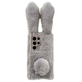 For Samsung Galaxy S23 Ultra 5G Cute Plush Rabbit TPU Phone Case(Light Grey)