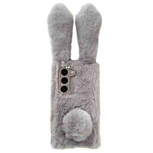 For Samsung Galaxy S23+ 5G Cute Plush Rabbit TPU Phone Case(Light Grey)