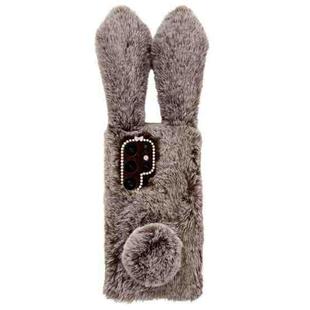 For Samsung Galaxy S22 Ultra 5G Cute Plush Rabbit TPU Phone Case(Brown)