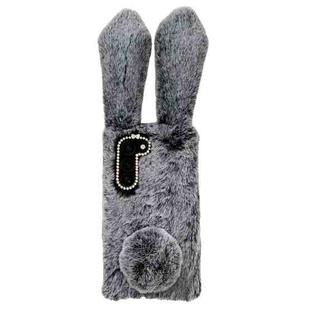 For Samsung Galaxy S22+ 5G Cute Plush Rabbit TPU Phone Case(Dark Grey)