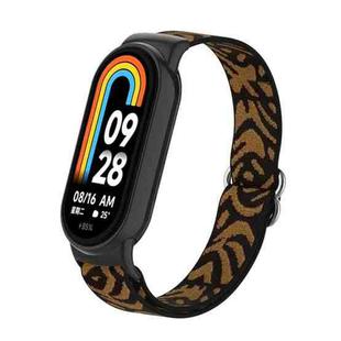 For Xiaomi Smart Band 9 / 8 Plastic Plug Plain Elastic Nylon Watch Band(Leopard Print)