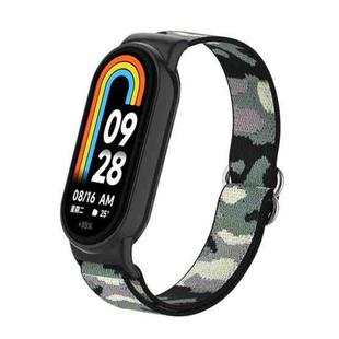 For Xiaomi Smart Band 9 / 8 Plastic Plug Plain Elastic Nylon Watch Band(Camo Jungle)