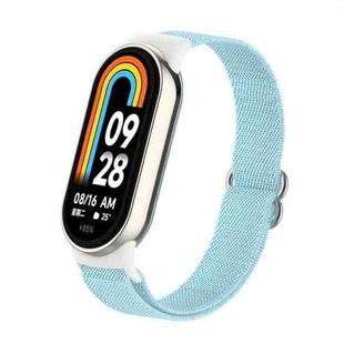 For Xiaomi Smart Band 9 / 8 Plastic Plug Plain Elastic Nylon Watch Band(Light Blue)