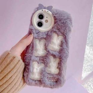 For iPhone 11 Plush Cute Rabbit Full Coverage Phone Case(Purple)