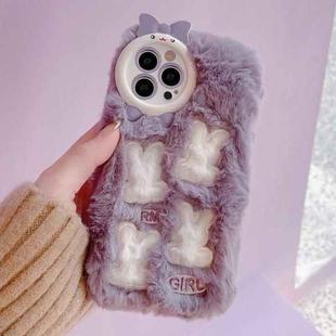 For iPhone 12 Pro Plush Cute Rabbit Full Coverage Phone Case(Purple)