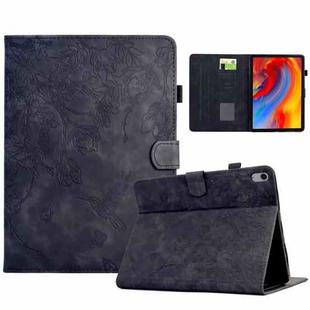 For iPad mini 2024 / mini 6 Flowers and Bird Embossed Smart Leather Tablet Case(Black)