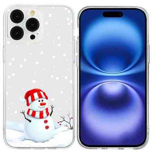 For iPhone 16 Pro Max Christmas Painted Pattern TPU Transparent Phone Case(Snowman)