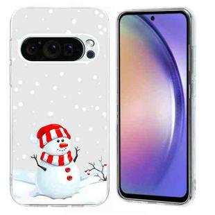 For Google Pixel 9 Pro XL Christmas Painted Pattern TPU Transparent Phone Case(Snowman)