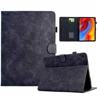 For Samsung Galaxy Tab A8 2022 SM-X200 Flowers and Bird Embossed Smart Leather Tablet Case(Black)