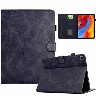 For Samsung Galaxy Tab S6 Lite P610 Flowers and Bird Embossed Smart Leather Tablet Case(Black)