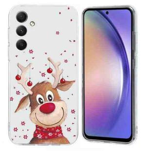 For Samsung Galaxy S24 FE 5G Christmas Painted Pattern TPU Transparent Phone Case(Elk)