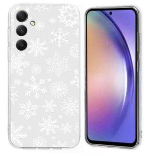 For Samsung Galaxy S25 5G Christmas Painted Pattern TPU Transparent Phone Case(Snowflakes)