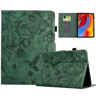 For Amazon Kindle 11th 2022 Flowers and Bird Embossed Smart Leather Tablet Case(Green)