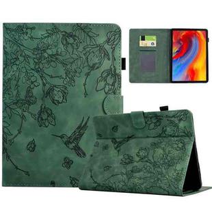 For Amazon Kindle Paperwhite 12th Gen 2024 Flowers and Bird Embossed Smart Leather Tablet Case(Green)