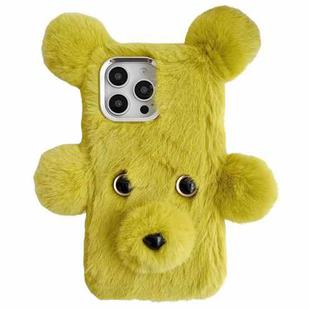 For iPhone 16 Pro Max Cute Plush Bear TPU Phone Case(Light Green)