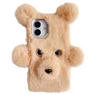 For iPhone 16 Cute Plush Bear TPU Phone Case(Beige)