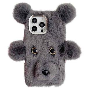 For iPhone 15 Pro Max Cute Plush Bear TPU Phone Case(Grey)