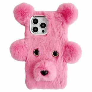 For iPhone 15 Pro Max Cute Plush Bear TPU Phone Case(Pink)