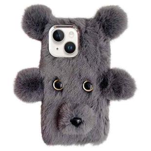 For iPhone 15 Cute Plush Bear TPU Phone Case(Grey)