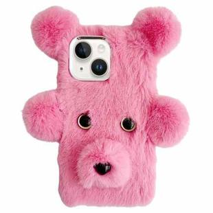 For iPhone 15 Cute Plush Bear TPU Phone Case(Pink)